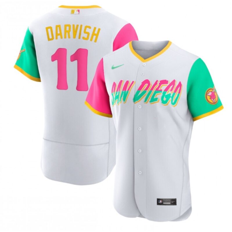 686314aa05f85_1 Men's San Diego Padres #11 Yu Darvish 2022 White City Connect Flex Base Stitched Baseball Jersey