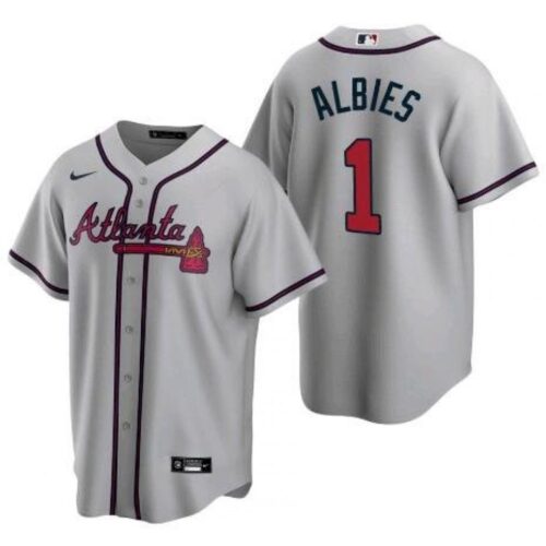 686314ad0eb2e_1 Men's Atlanta Braves #1 Ozzie Albies Grey Cool Base Stitched Jersey