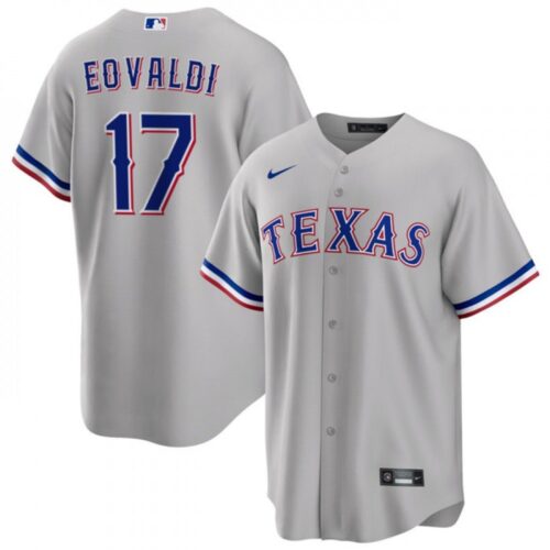 686314c4b57bc_1 Men's Texas Rangers #17 Nathan Eovaldi Grey Cool Base Stitched Baseball Jersey