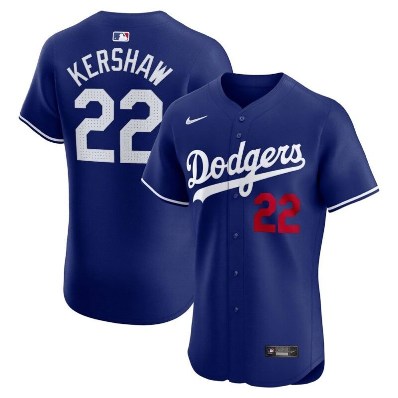 6863150fb56d1_1 Men's Los Angeles Dodgers #22 Clayton Kershaw Royal Flex Base Stitched Baseball Jersey