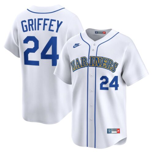 686315405627a_1 Men's Seattle Mariners #24 Ken Griffey Jr. Nike White Throwback Cooperstown Collection Limited Jersey