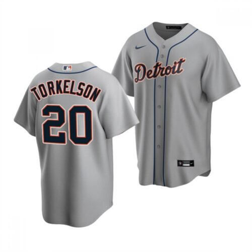 686315569139d_1 Men's Detroit Tigers #20 Spencer Torkelson Grey Cool Base Stitched Jersey