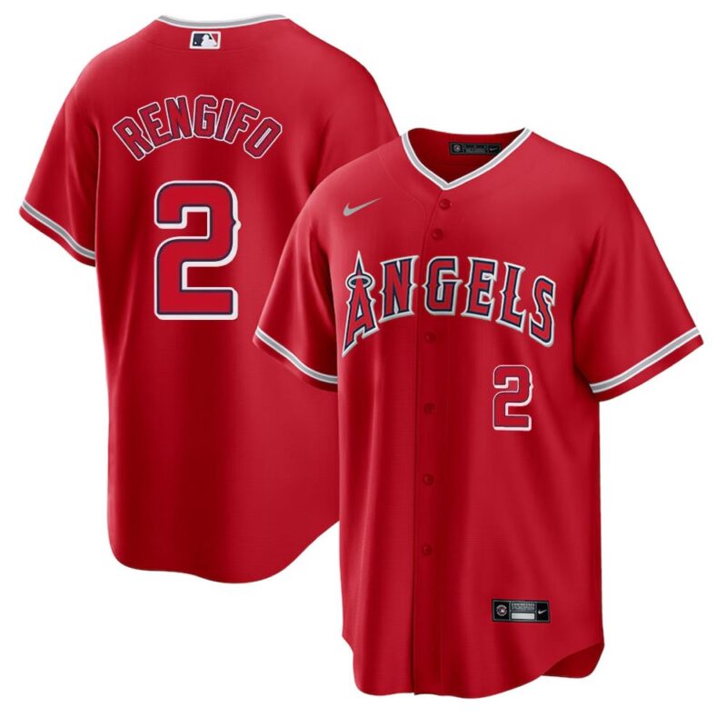 686315600174f_1 Men's Los Angeles Angels #2 Luis Rengifo Nike Red Home Replica Jersey