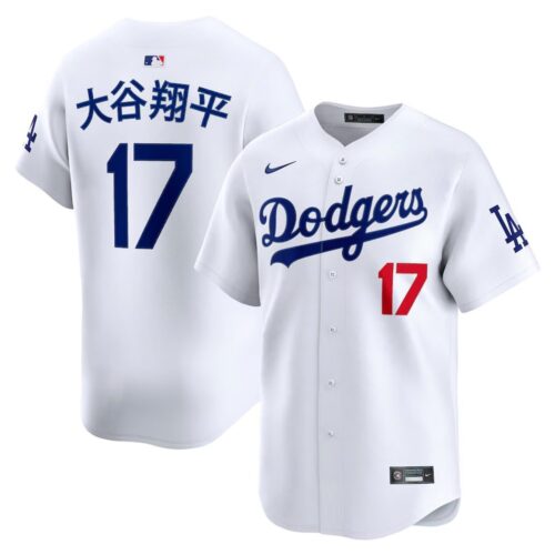 686315de746a9_1 Men's Los Angeles Dodgers #17 Shohei Ohtani White Home Limited Kanji Player Jersey