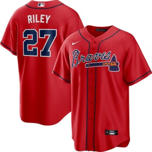 686315e14f462_1 Men's Atlanta Braves #27 Austin Riley Red Home Replica Player Jersey
