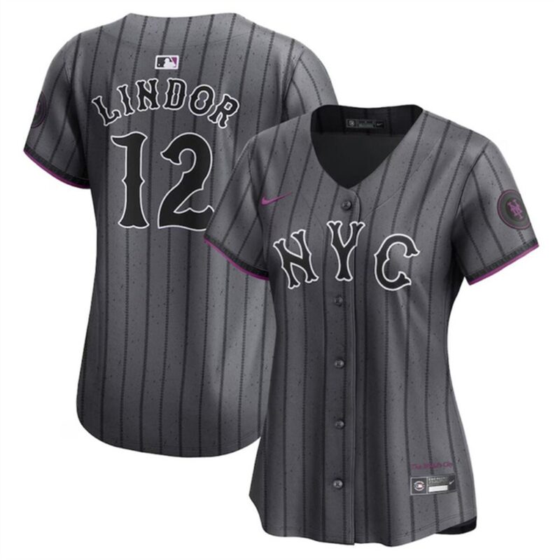 686315fa8506a_1 Women's New York Mets #12 Francisco Lindor Graphite 2024 City Connect Limited Stitched Baseball Jersey(Run Small)