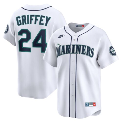 6863160823579_1 Men's Seattle Mariners #24 Ken Griffey Jr. Nike White Throwback Cooperstown Collection Limited Jersey