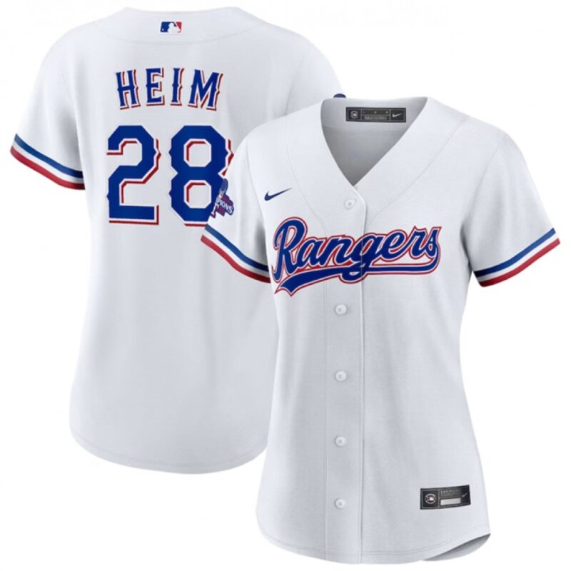 686316137c45b_1 Women's Texas Rangers #28 Jonah Heim White 2023 World Series Champions Stitched Baseball Jersey(Run Small)