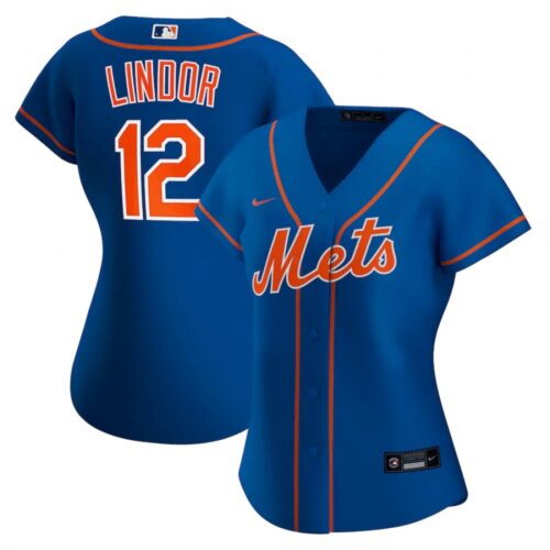 68631615e0cfd_1 Women's New York Mets #12 Francisco Lindor Blue Cool Base Stitched MLB Jersey(Run Small)