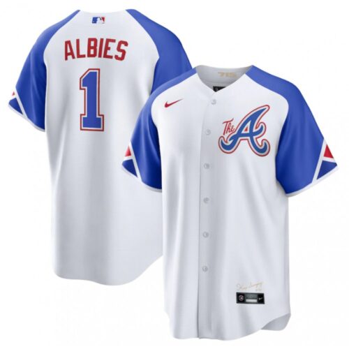 6863161b5e457_1 Men's Atlanta Braves #1 Ozzie Albies White 2023 City Connect Cool Base Stitched Baseball Jersey