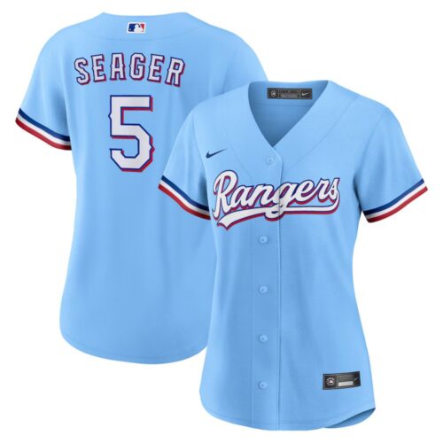6863165197a5b_1 Women's Texas Rangers #5 Corey Seager Nike Light Blue Alternate Replica Player Jersey