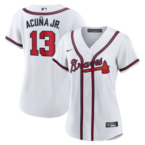 6863165e16d33_1 Women's Atlanta Braves #13 Ronald Acuna Jr White Cool Base Stitched MLB Jersey