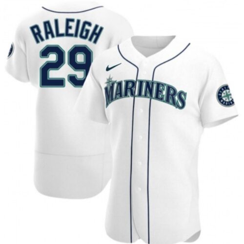 686316718aeef_1 Men's Seattle Mariners #29 Cal Raleigh White Flex Base Stitched Jersey