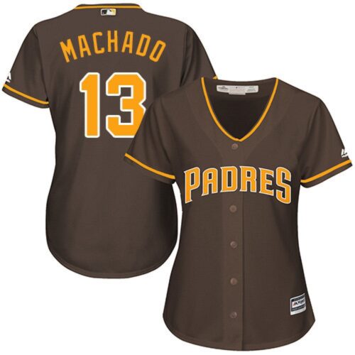 6863169f39a0a_1 Women's San Diego Padres #13 Manny Machado Brown Cool Base Stitched MLB Jersey(Run Small)