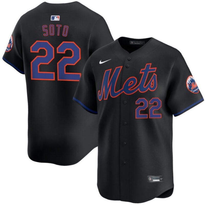 686316a9ac857_1 Men's New York Mets #22 Juan Soto Black 2024 Alternate Limited Stitched Baseball Jersey