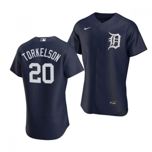 686316b4bb3ad_1 Men's Detroit Tigers #20 Spencer Torkelson Navy Flex Base Stitched Jersey