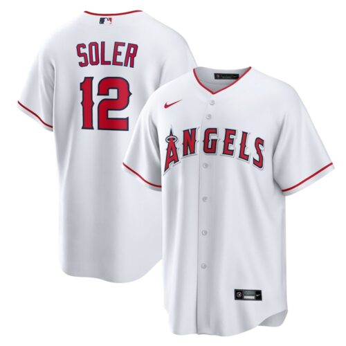 686316e76b5f7_1 Men's Los Angeles Angels #12 Jorge Soler Nike White Home Replica Jersey