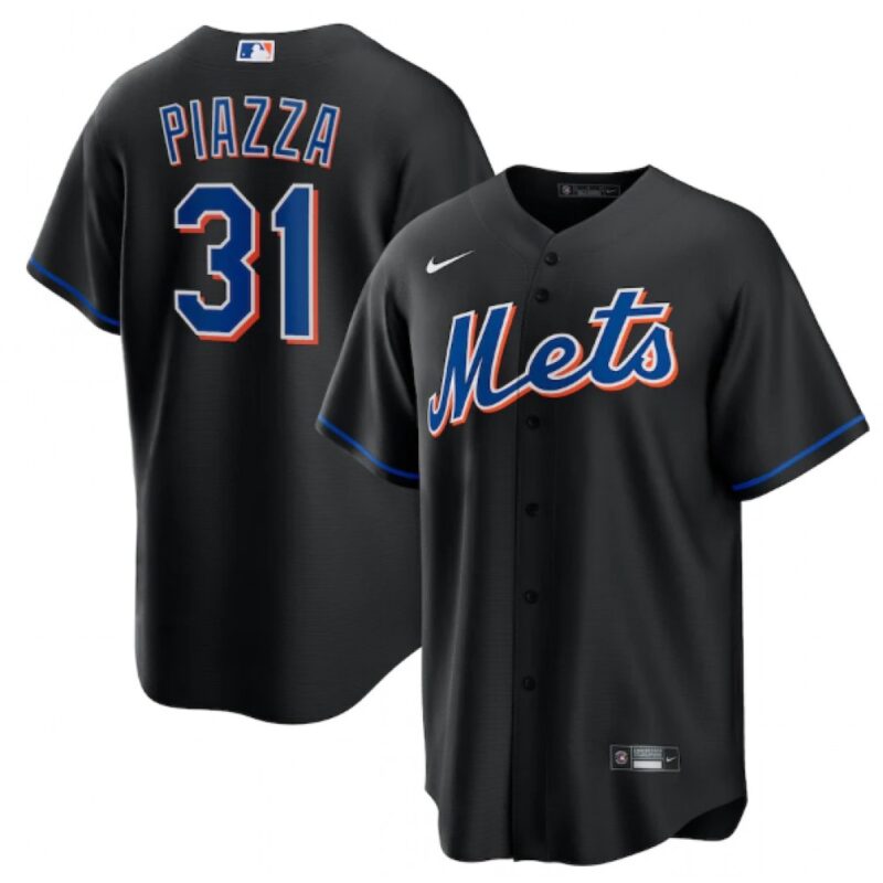 686316fbd9255_1 Men's New York Mets #31 Mike Piazza 2022 Black Cool Base Stitched Baseball Jersey