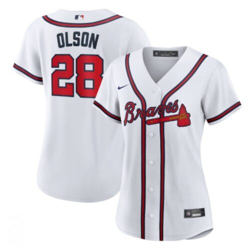 686316feeae5d_1 Women's Atlanta Braves #28 Matt Olson White Cool Base Stitched Jersey(Run Small)