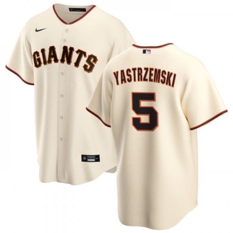 686317215d540_1 Men's San Francisco Giants #5 Mike Yastrzemski Cream Cool Base Stitched Jersey