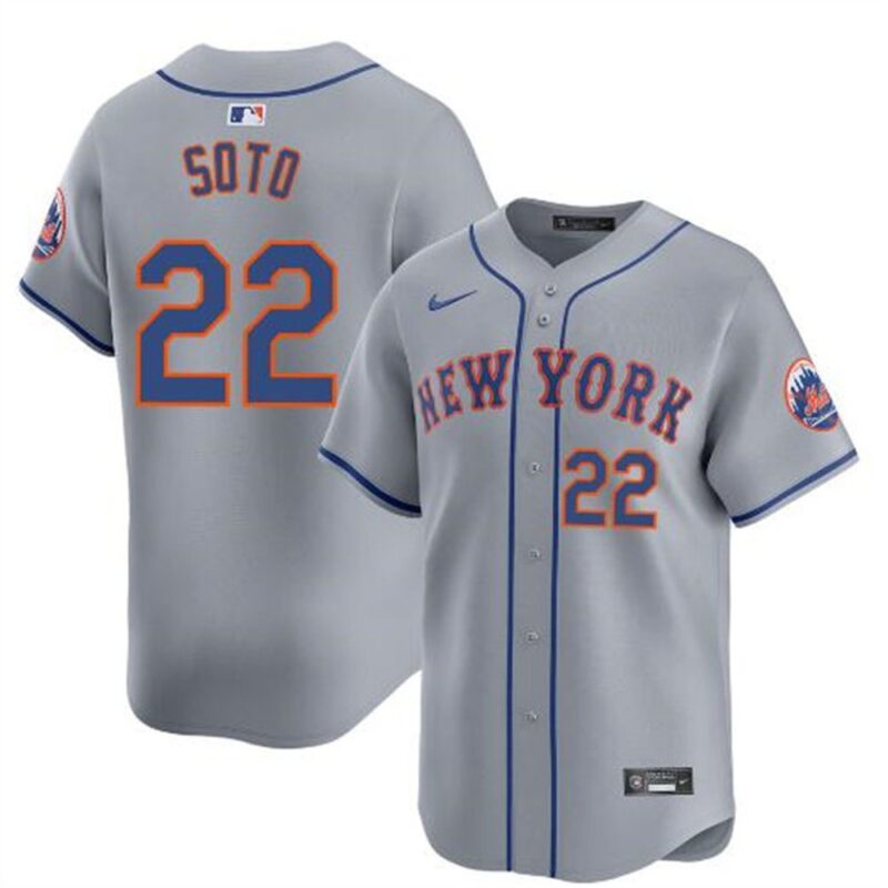 6863187d8570a_1 Men's New York Mets #22 Juan Soto 2024 Gray Away Limited Stitched Baseball Jersey