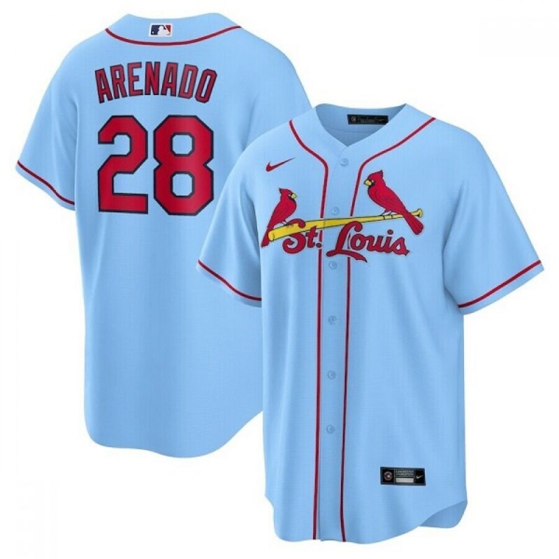 6863188bc4aa3_1 Men's St. Louis Cardinals #28 Nolan Arenado Blue Cool Base Stitched Jersey
