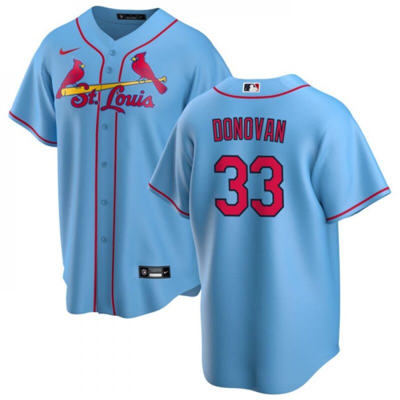 686318a9ad371_1 Men's St. Louis Cardinals #33 Brendan Donovan Blue Cool Base Stitched Jersey