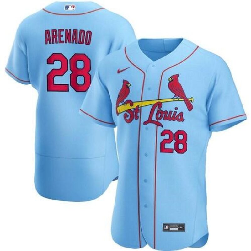 686318bf00ec2_1 Men's St. Louis Cardinals #28 Nolan Arenado Blue Flex Base Stitched Jersey