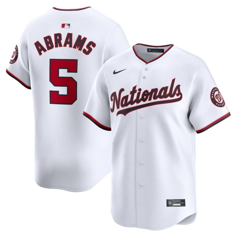 686318e61db3e_1 Men's Washington Nationals #5 CJ Abrams Nike White Home Limited Player Jersey