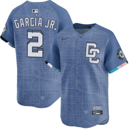 686318f1aa550_1 Men's Washington Nationals #2 Luis Garcia Nike Blue 2025 City Connect Limited Jersey