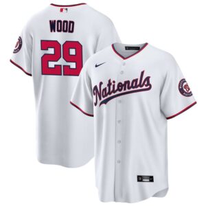 686318f7a61d5_1 Men's Washington Nationals #29 James Wood Nike White Alternate Limited Player Jersey