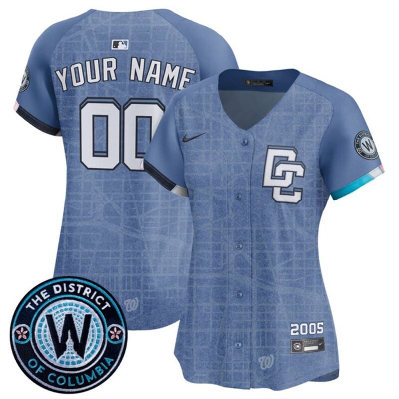 68631918a0d5b_1 Women's Washington Nationals Custom Blue 2025 City Connect Limited Jersey