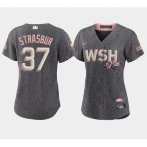 6863191b1076a_1 Women's Washington Nationals #37 Stephen Strasburg 2022 Grey City Connect Cherry Blossom Stitched Jersey(Run Small)