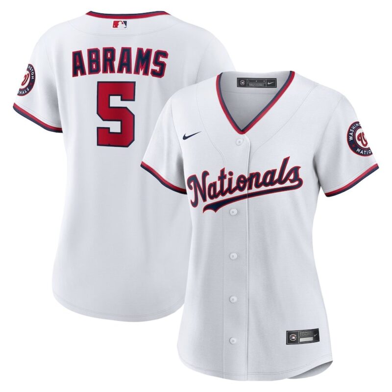 6863192566cd4_1 Women's Washington Nationals #5 CJ Abrams Nike White Home Replica Player Jersey