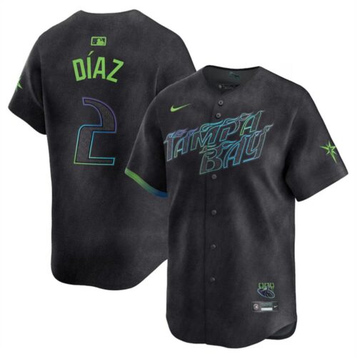 6863195b7a27e_1 Men's Tampa Bay Rays #2 Yandy Diaz Charcoal 2024 City Connect Limited Stitched Baseball Jersey