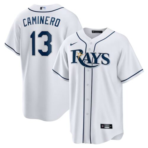 6863197eea485_1 Men's Tampa Bay Rays #13 Junior Caminero Nike White Home Replica Player Jersey
