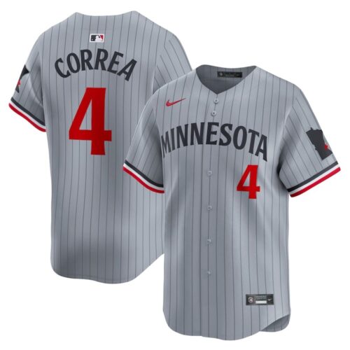 6863198a3b593_1 Men's Minnesota Twins #4 Carlos Correa Nike Gray Road Limited Player Jersey