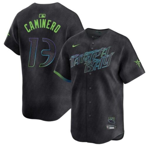 68631998b9657_1 Men's Tampa Bay Rays #13 Junior Caminero Charcoal 2024 City Connect Limited Stitched Baseball Jersey