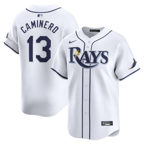 686319a0eaa75_1 Men's Tampa Bay Rays #13 Junior Caminero Nike White Home Limited Player Jersey