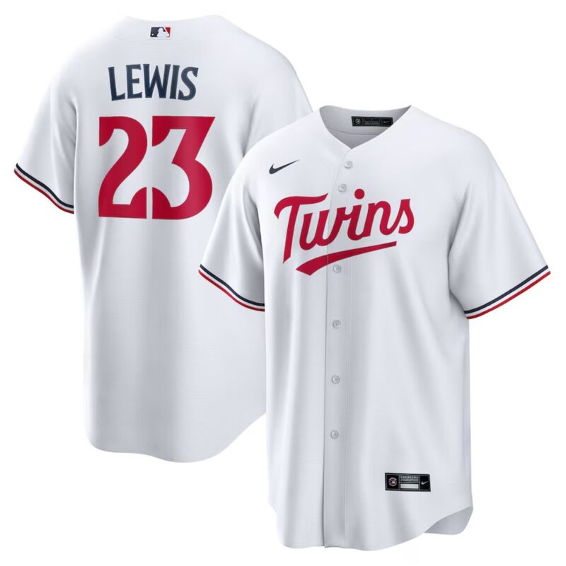686319cd7b98f_1 Men's Minnesota Twins #23 Royce Lewis Nike White Replica Player Jersey