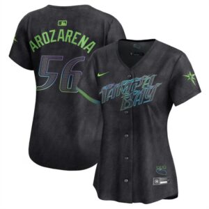 686319e4aa23a_1 Women's Tampa Bay Rays #56 Randy Arozarena Charcoal 2024 City Connect Limited Stitched Baseball Jersey(Run Small)