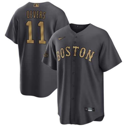 68631a8b04d85_1 Men's Boston Red Sox #11 Rafael Devers 2022 All-star Charcoal Cool Base Stitched Jersey