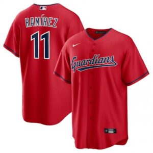 68631ab101c34_1 Men's Cleveland Guardians #11 Jose Ramirez Red Cool Base Stitched Baseball Jersey
