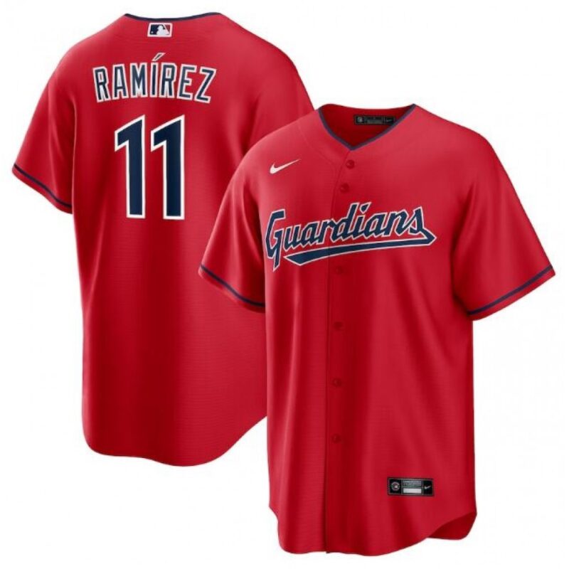 68631ab101c34_1 Men's Cleveland Guardians #11 Jose Ramirez Red Cool Base Stitched Baseball Jersey