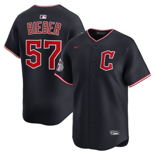 68631ad907ab0_1 Men's Cleveland Guardians #57 Shane Bieber Black Home Limited Player Jersey