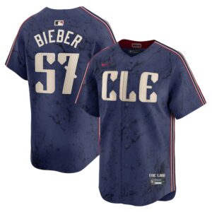 68631aee2d0bb_1 Men's Cleveland Guardians #57 Shane Bieber Navy 2024 City Connect Limited Jersey