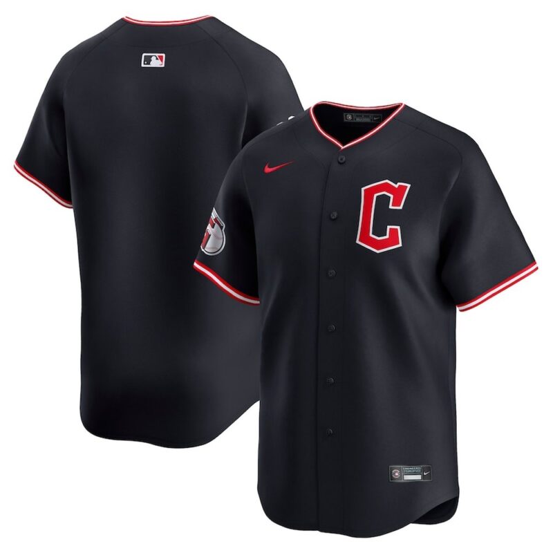 68631b3f12255_1 Men's Cleveland Guardians Nike Black Home Replica Jersey