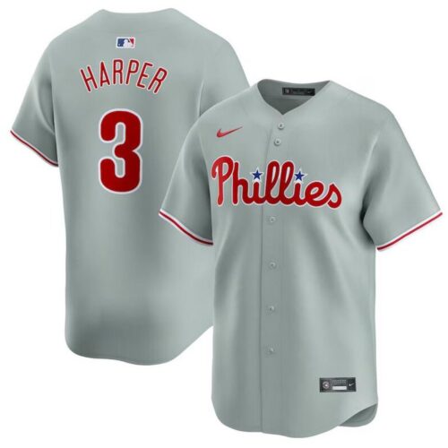 68631b8c2263b_1 Men's Philadelphia Phillies #3 Bryce Harper 2020 Grey Cool Base Stitched MLB Jersey