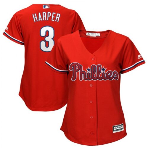68631b91a3d97_1 Women's Philadelphia Phillies #3 Bryce Harper Red Cool Base Stitched MLB Jersey(Run Small)