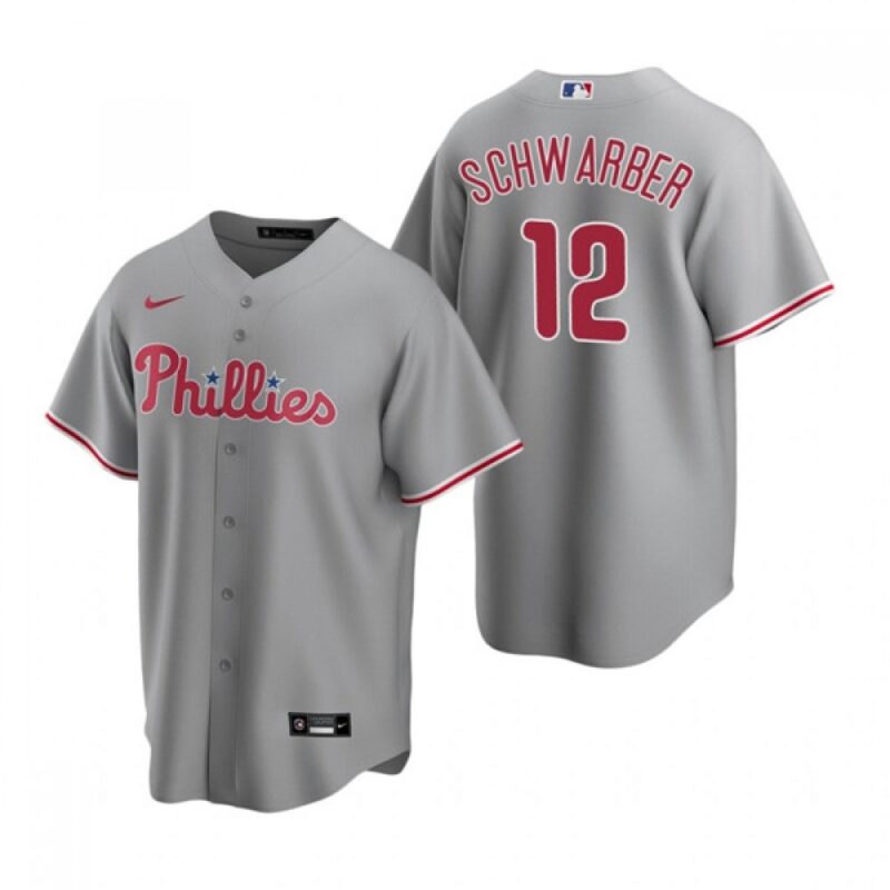 68631b96ba967_1 Men's Philadelphia Phillies #12 Kyle Schwarber Grey Cool Base Stitched Jersey